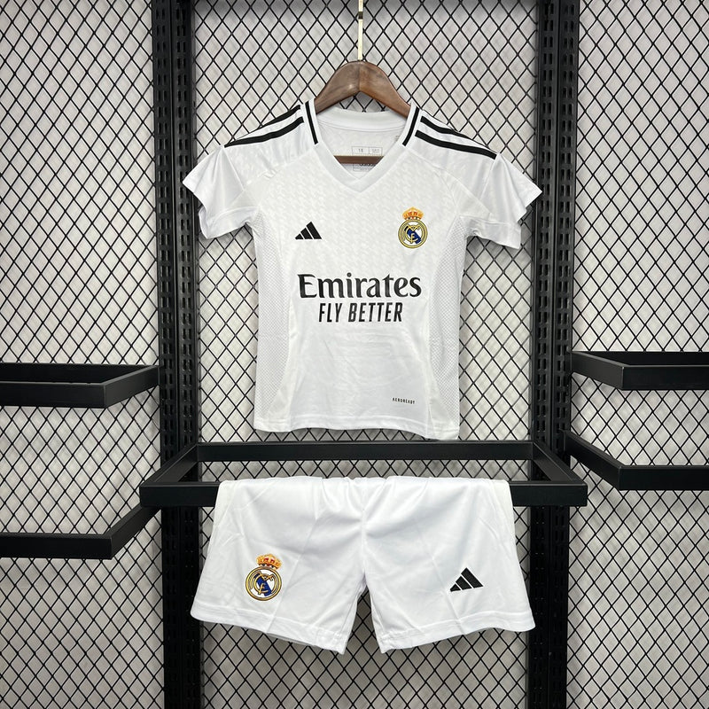 Conjunto Infantil Real Madrid home branco 2024/25