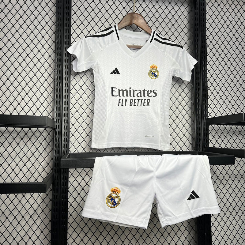 Conjunto Infantil Real Madrid home branco 2024/25