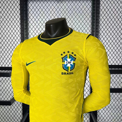 Camisola Seleção Brasil MANGA LONGA  principal Copa do Mundo 2026 PLAYER amarela -