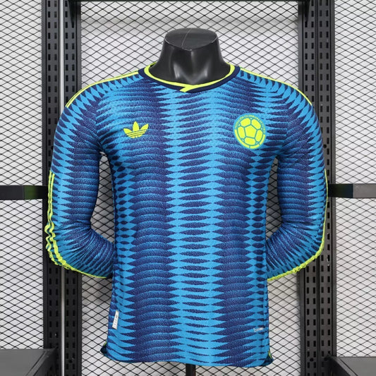 Camisola Seleção do Colômbia MANGA LONGA alternativa azul PLAYER - Copa do Mundo 2026