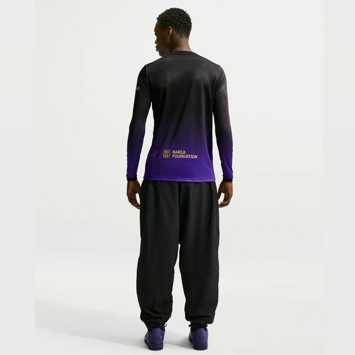 Camisola Barcelona alternativa preta e roxa 2026/27 - MANGA LONGA