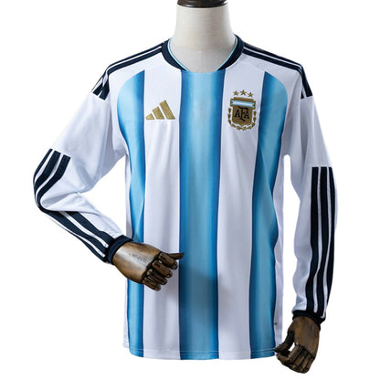 Camisola Seleção da Argentina MANGA LONGA principal branca/azul - Copa do Mundo 2026