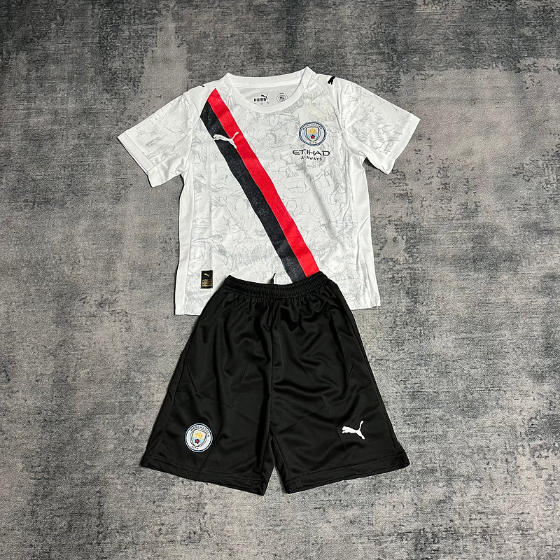 Conjunto Infantil Manchester City away 2025/26 branco