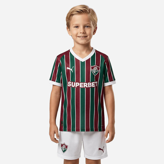 Conjunto Infantil Fluminense home tricolor 2026