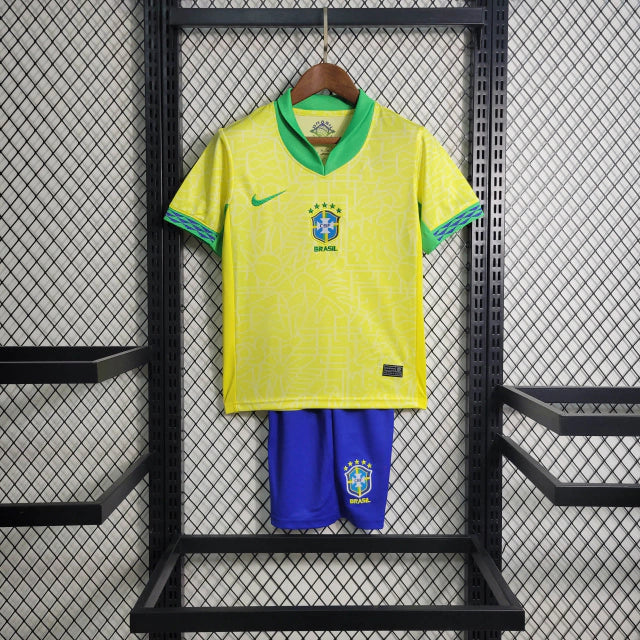 Conjunto infantil Seleção Brasileira amarelo 2024/25 Home
