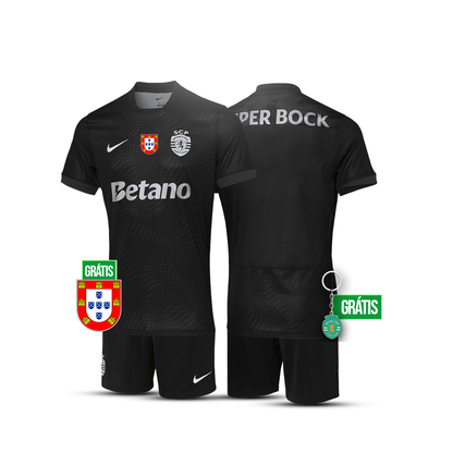Conjunto infantil AWAY preto 2025/26