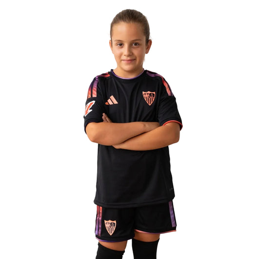 Conjunto Infantil Sevilla terceira preta 2026/27