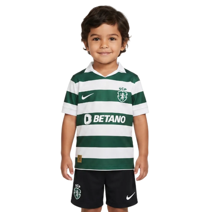 Conjunto infantil S C P principal 120 anos verde e branca 2026/27 - [pré venda: 11 a 22 dias úteis]