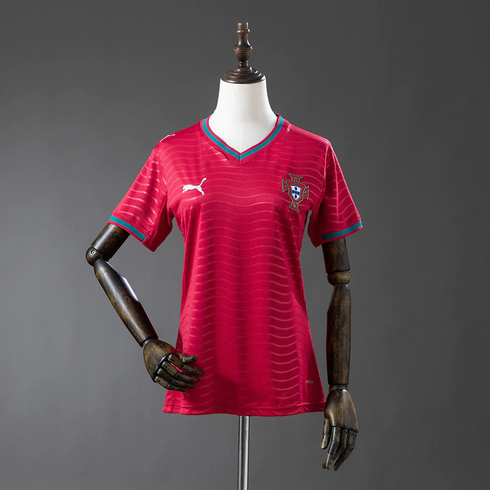 Camisola Feminina Seleção Portugal vermelha principal COPA DO MUNDO 2026