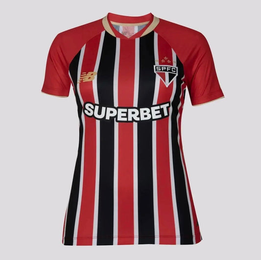 Camisola São Paulo preta/vermelha alternativa 2025/26 - FEMININA
