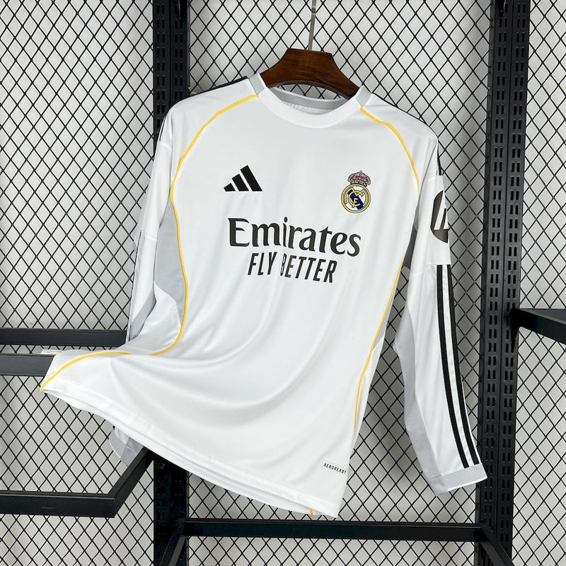 Camisola Real Madrid branca Home 2025/26 - MANGA LONGA