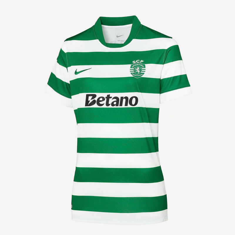 Camisola FEMININA principal 2025/26 verde e branca - LANÇAMENTO