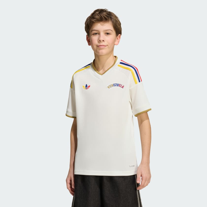 Conjunto infantil Seleção Venezuela alternativa branca COPA DO MUNDO 2026