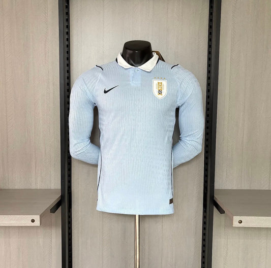 Camisola Seleção do Uruguai MANGA LONGA principal azul PLAYER - Copa do Mundo 2026
