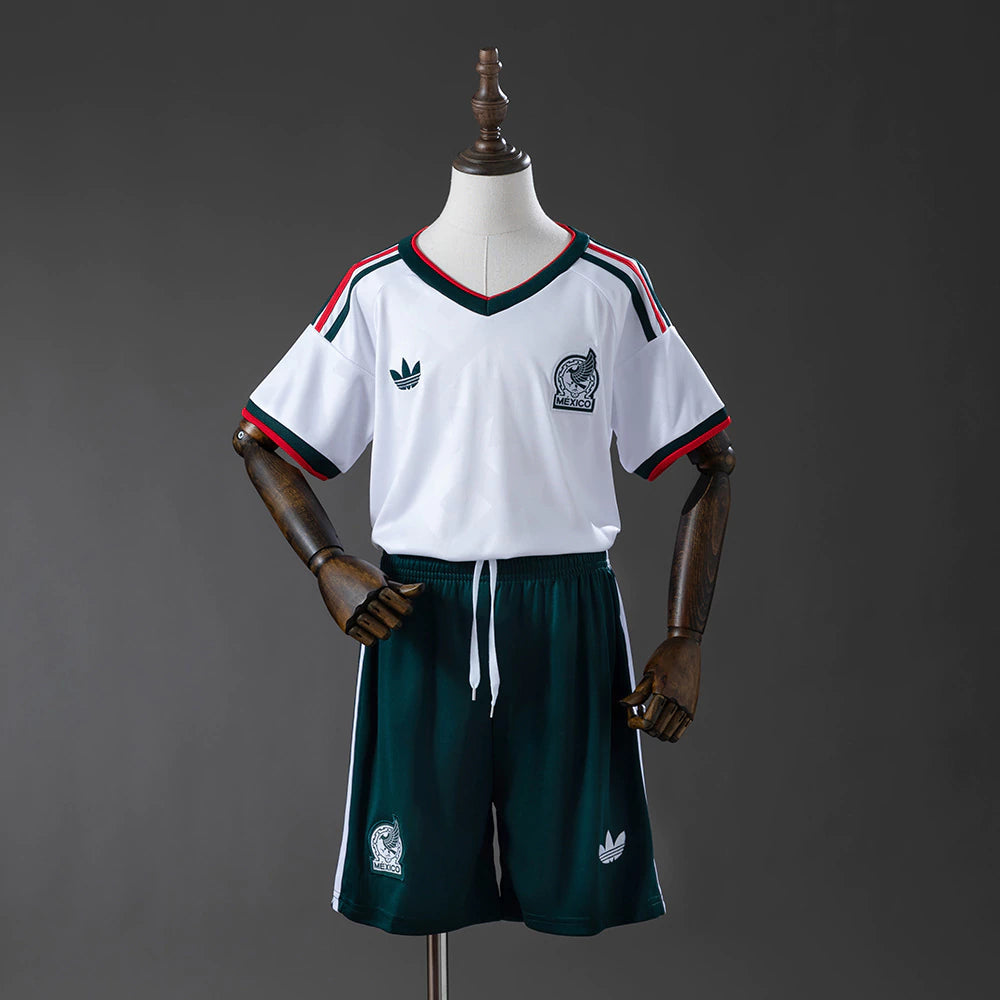 Conjunto infantil Seleção México alternativa branca COPA DO MUNDO 2026