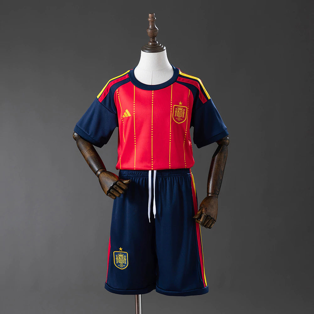 Conjunto infantil Seleção Espanha principal vermelha COPA DO MUNDO 2026