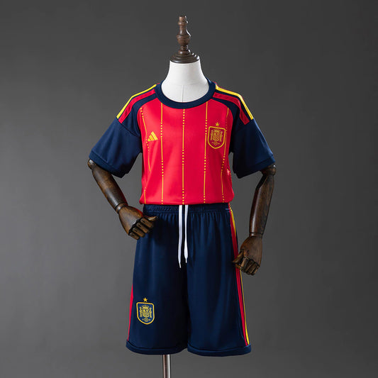 Conjunto infantil Seleção Espanha principal vermelha COPA DO MUNDO 2026