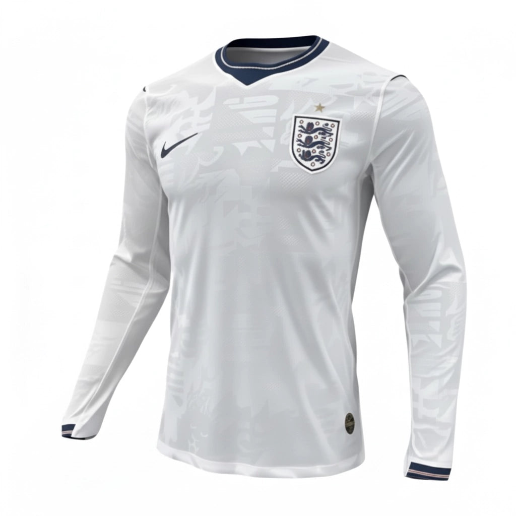 Camisola Seleção da Inglaterra MANGA LONGA principal branca - Copa do Mundo 2026